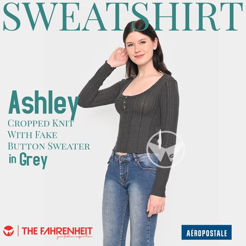 A242-Ashley-Aeropostale-Cropped-Knit-With-Fake-Button-Sweater-Grey