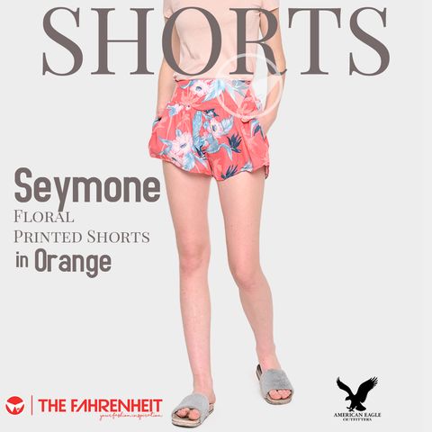 A223-Seymone-American-Eagle-Floral-Printed-Shorts-Orange