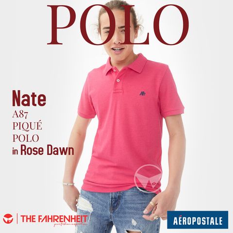 A266-Nate-Aeropostale-A87-PIQU-POLO-Rose-Dawn