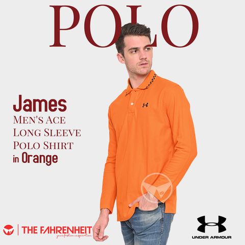 A285-James-UA-Men-s-Ace-Long-Sleeve-Polo-Shirt-Orange