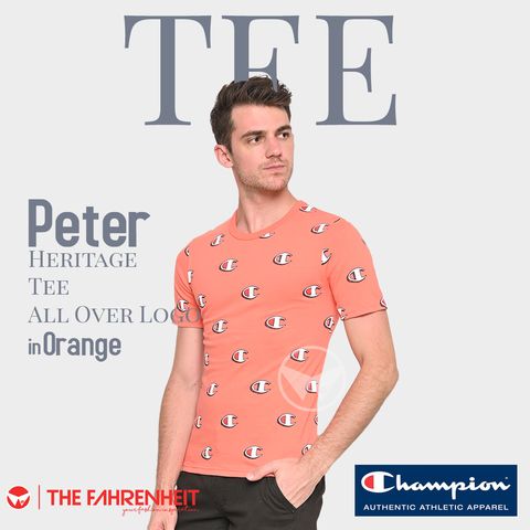A353-Peter-Champion-Heritage-Tee-All-Over-Logo-Orange