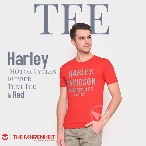 A470-Harley-Davidson-Motor-Cycles-Rubber-Text-Tee-Red