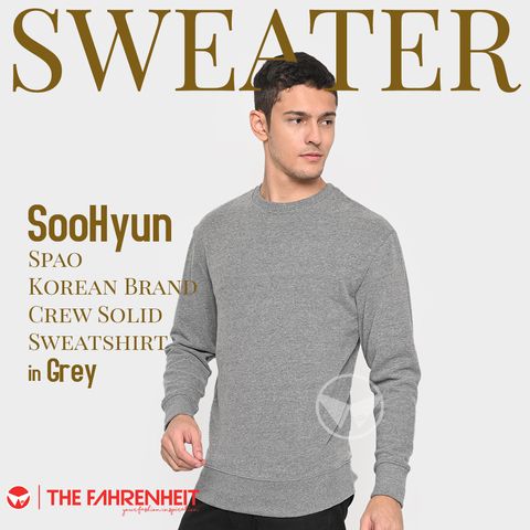 A544-Soo-Hyun-Spao-Korean-Brand-Crew-Solid-Sweatshirt-Grey