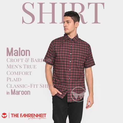 A296-Malon-Croft-Barrow-Men-s-True-Comfort-Plaid-Classic-Fit-Shirt-Maroon
