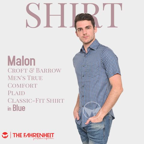 A297-Malon-Croft-Barrow-Men-s-True-Comfort-Plaid-Classic-Fit-Shirt-Blue