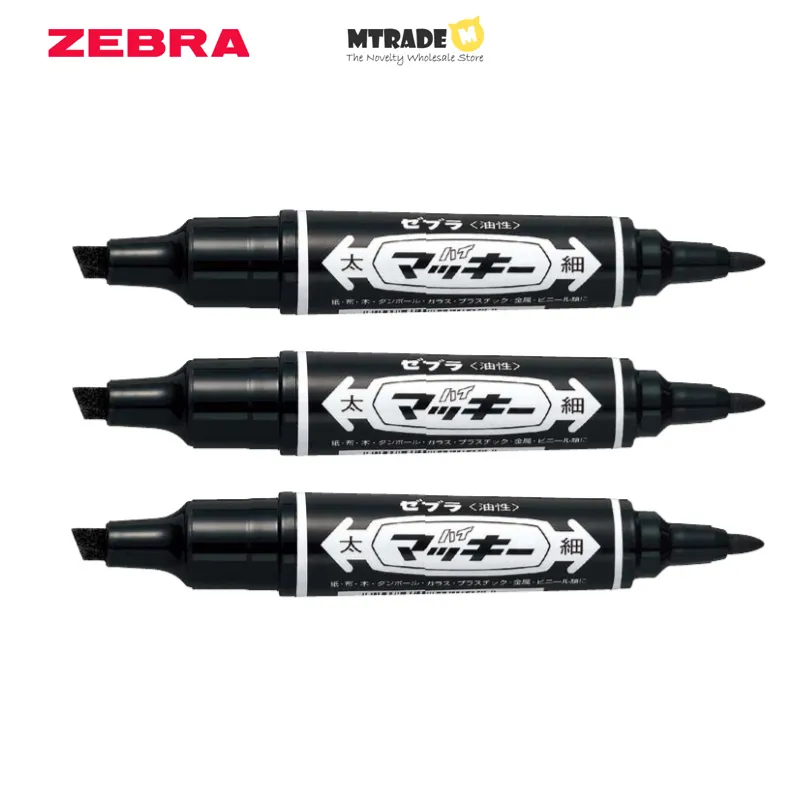 Zebra Hi-Mckee Bold Fine Double-Sided Permanent Marker MO-150-MC Black 3pcs