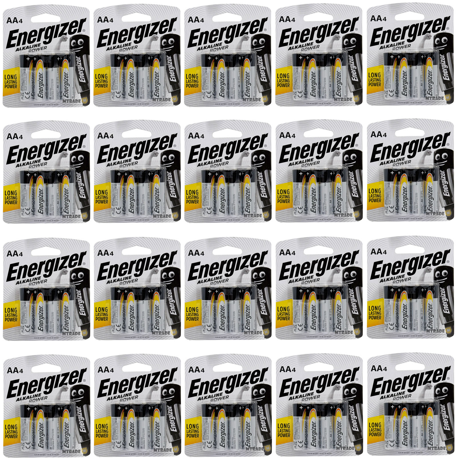[Bulk 20 Packs] Energizer Alkaline 1.5V AA 4 Pcs Pack MT