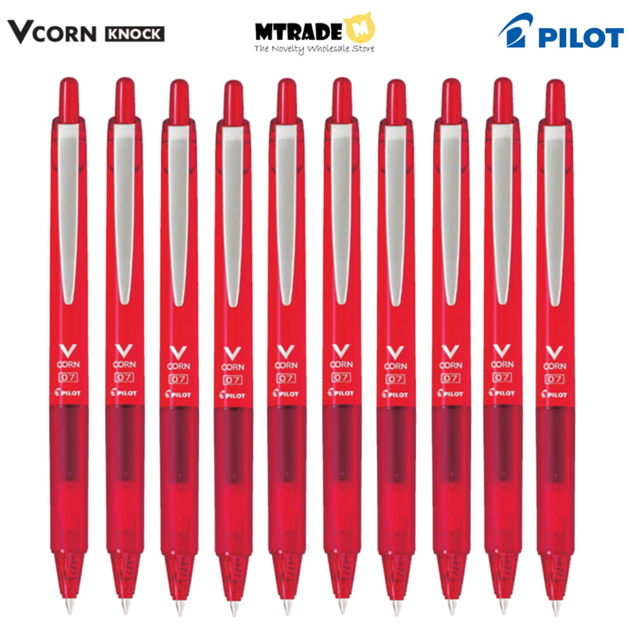 Vcorn Knock Pen Red 0.7mm Bulk