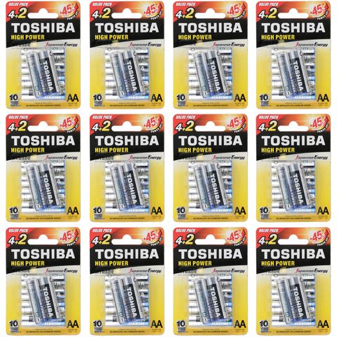 [Bulk 12 Packs] Toshiba Alkaline 1.5V AA 6 Pcs Pack MT
