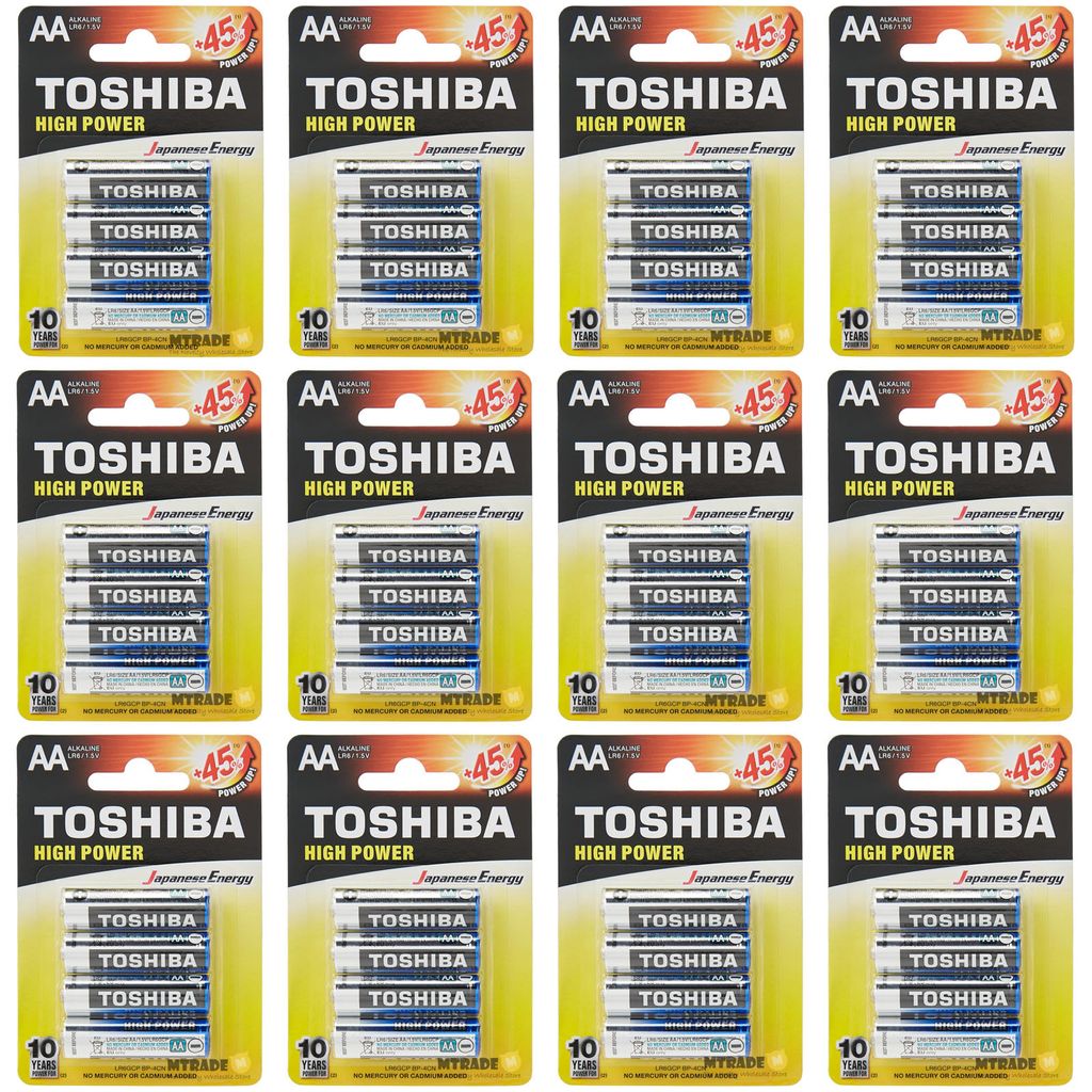 [Bulk 12 Packs] Toshiba Alkaline 1.5V AA 4 Pcs Pack MT