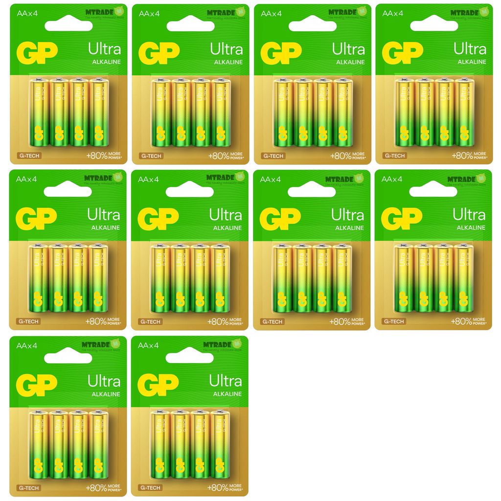 [Bulk 10 Packs] GP Ultra Alkaline 1.5V AA 4 Pcs Pack MT