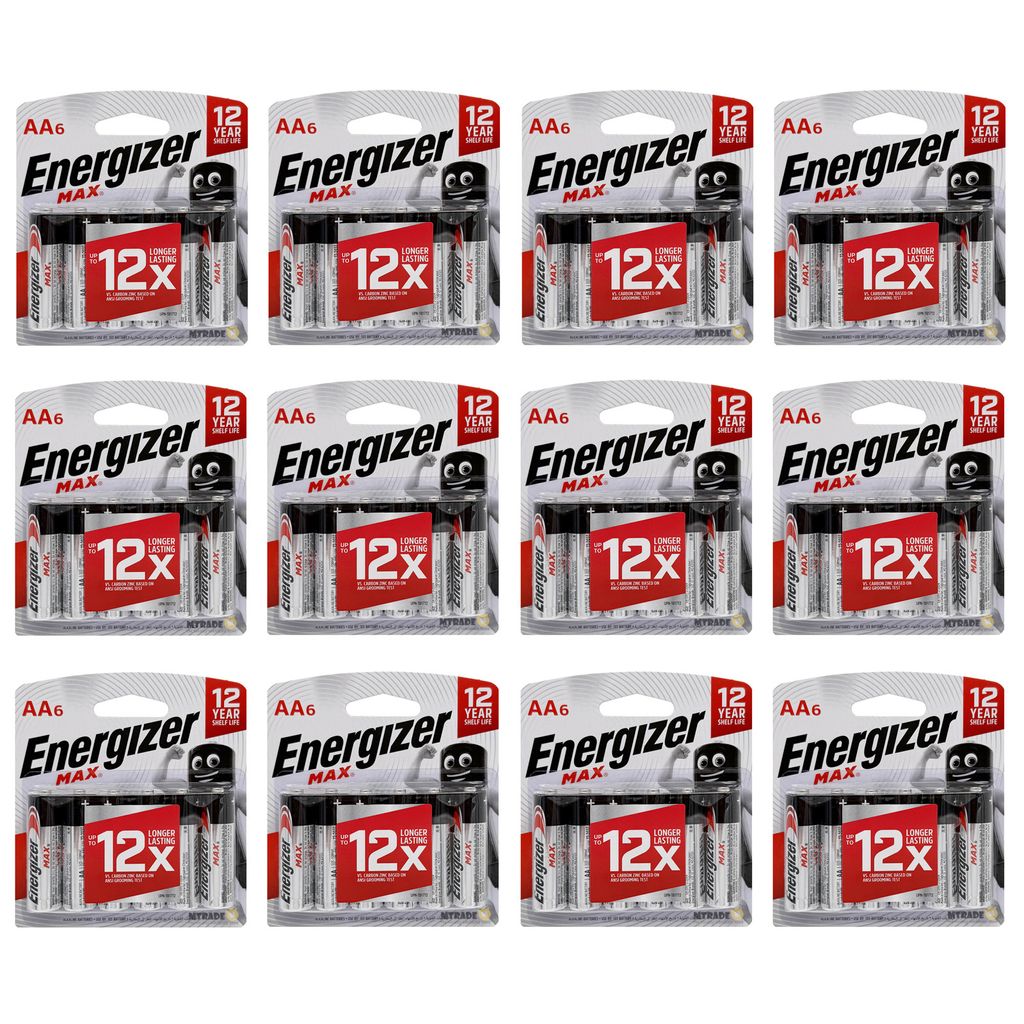 Energizer [Bulk 12 Packs] Alkaline Max 1.5V AA 6 Pcs Pack MT