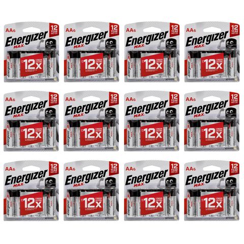 Energizer [Bulk 12 Packs] Alkaline Max 1.5V AA 6 Pcs Pack MT