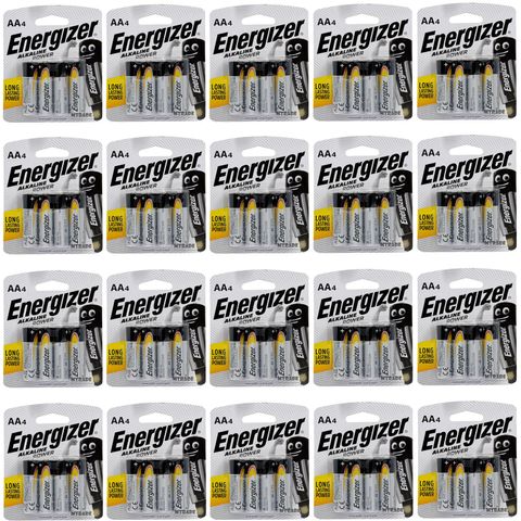 [Bulk 20 Packs] Energizer Alkaline 1.5V AA 4 Pcs Pack MT