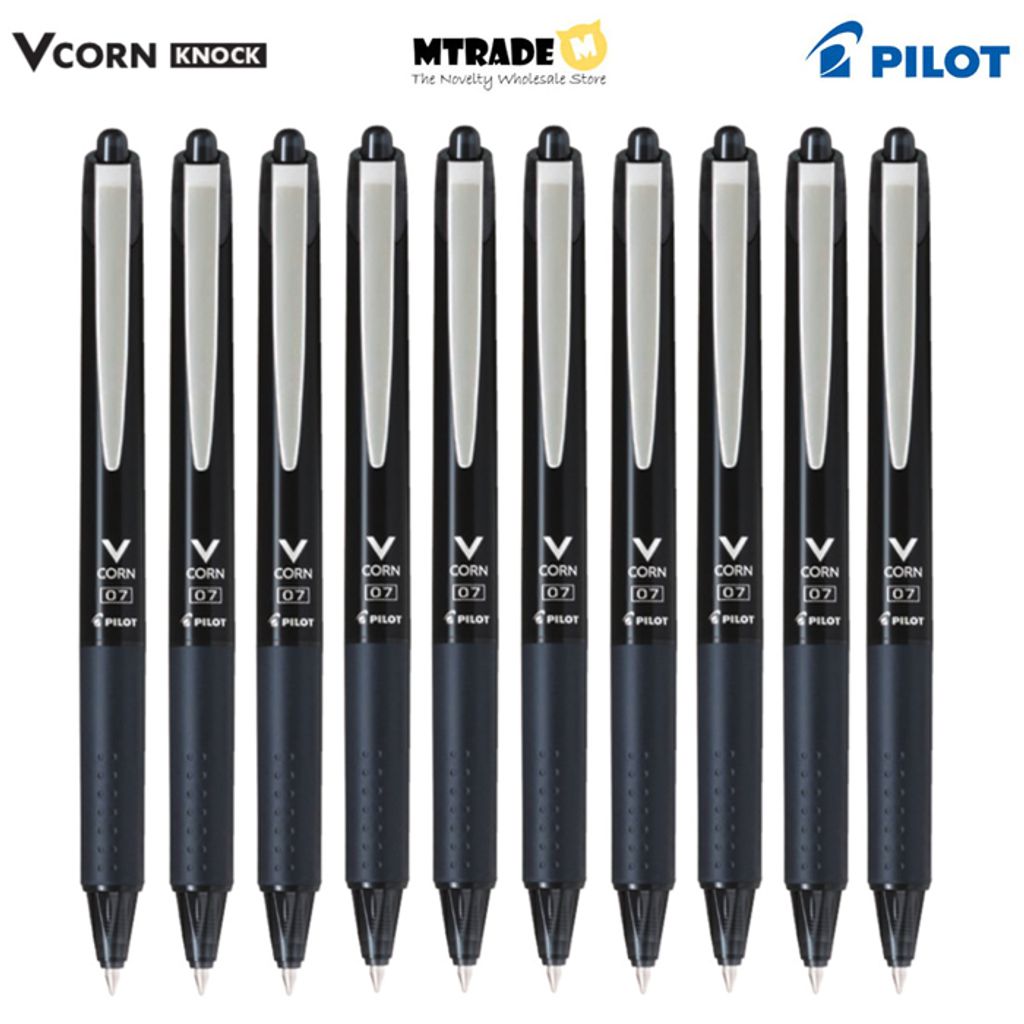 Vcorn Knock Pen Black 0.7mm Bulk