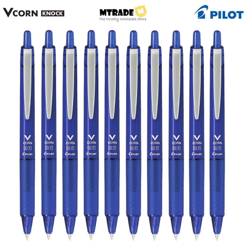 Vcorn Knock Pen Blue 0.7mm Bulk