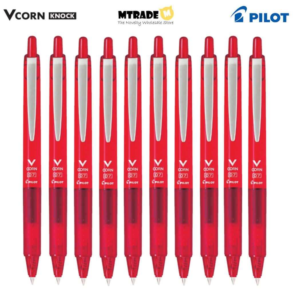 Vcorn Knock Pen Red 0.7mm Bulk