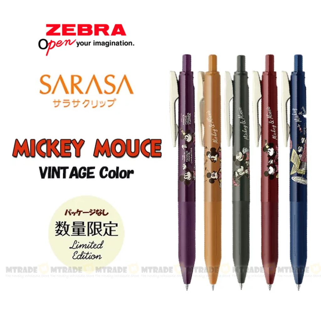 Zebra Sarasa Clip 0.5mm Gel Rollerball Pen Set of 5 Vintage Colours 2