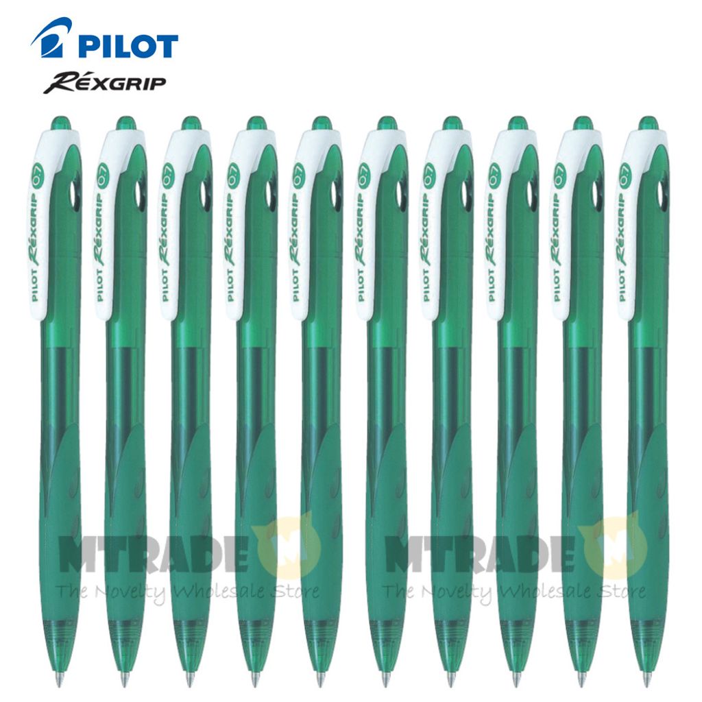 Bulk Rexgrip Ballpoint Pen BRG-10F-GB 0.7mm Green MT