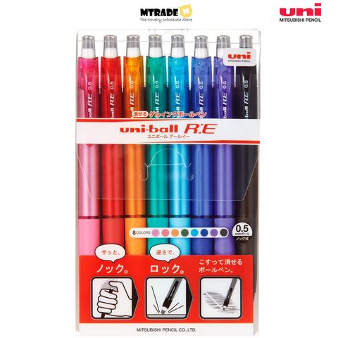 Uni-ball RE Erasable Pen 0.5mm 8 Colour Set NEW
