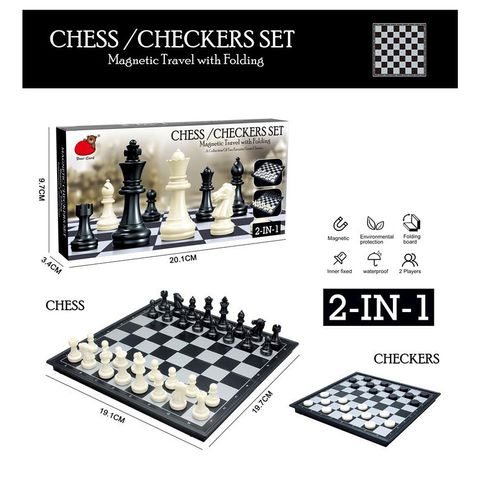 2-in-1 Magnetic Chess & Checkers Board Game
