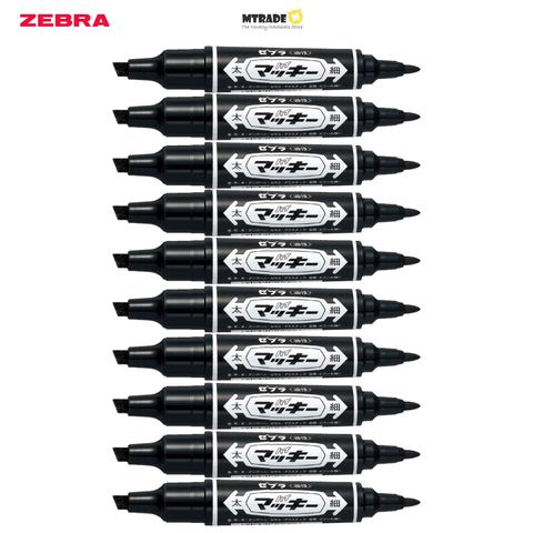 Zebra Hi-Mckee Bold Fine Double-Sided Permanent Marker Black MO-150-MC Bulk 10pcs