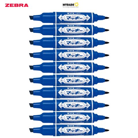 Zebra Hi-Mckee Bold Fine Double-Sided Permanent Marker Blue MO-150-MC Bulk 10pcs
