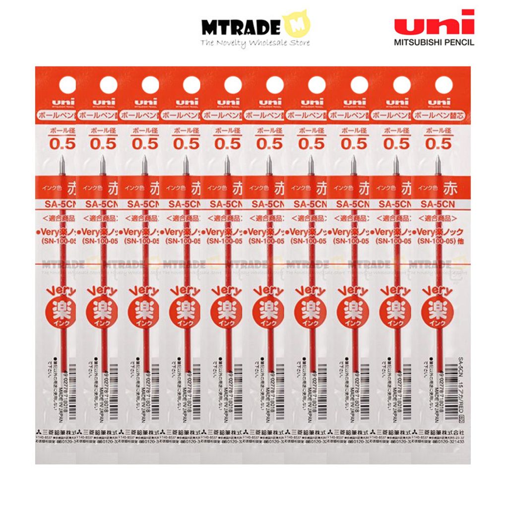 Uni Laknock Ballpoint Pen Refill Red 0.5mm SA-5CN.15 Bulk MT