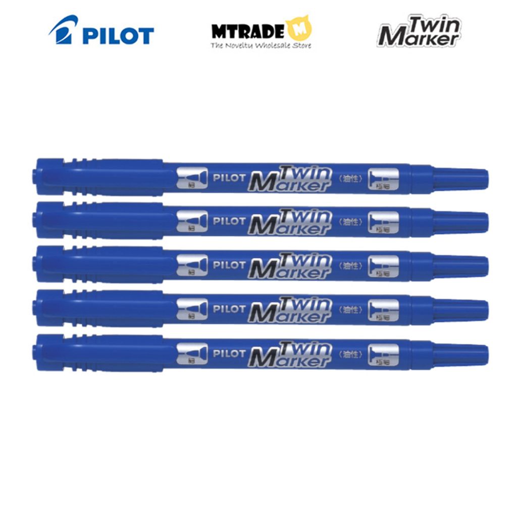 Pilot Extra Fine Fine Double-Sided Permanent Twin Marker PMEF12KEU Blue 5pcs