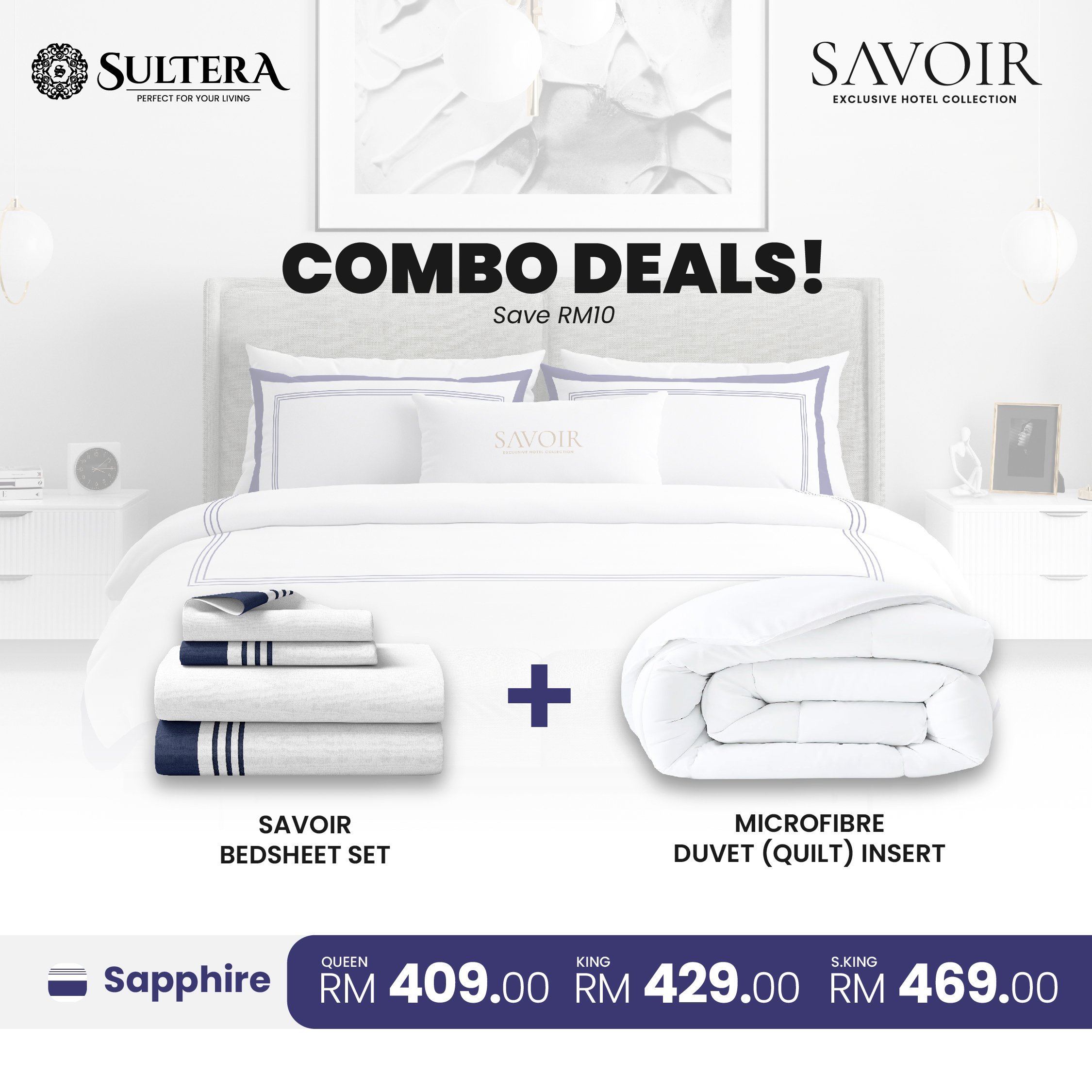 bedsheet+duvet combo-sapphire