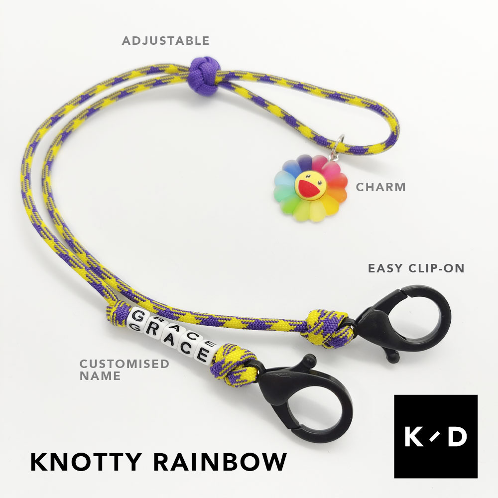 Kid's Face Mask Lanyard Rainbow Flower Charm