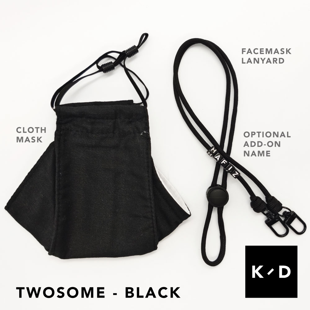 cloth mask black and lanyard