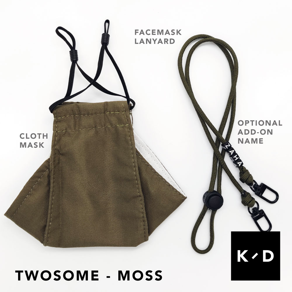 cloth mask moss and lanyard
