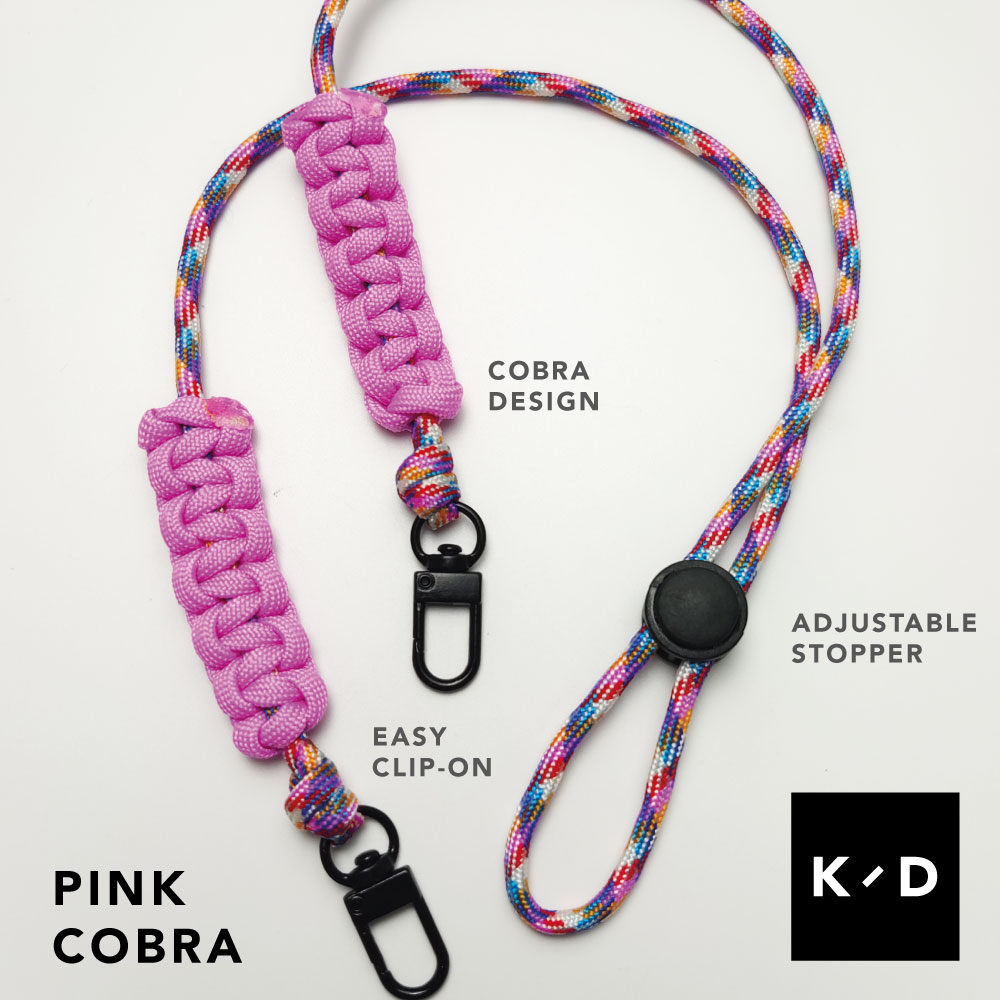 Cobra Knot Mask Lanyard Pink