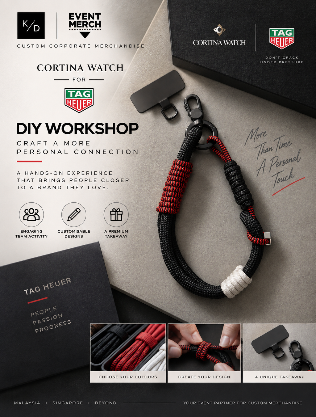 TAG Heuer premium phone wristlet DIY workshop for luxury corporate gifts and VIP event merchandise