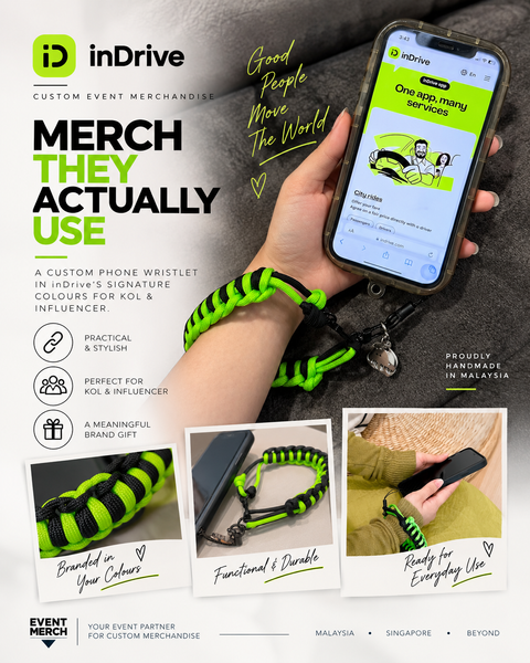 Customised inDrive phone wristlet for corporate gift packs, branded merchandise and event gifts