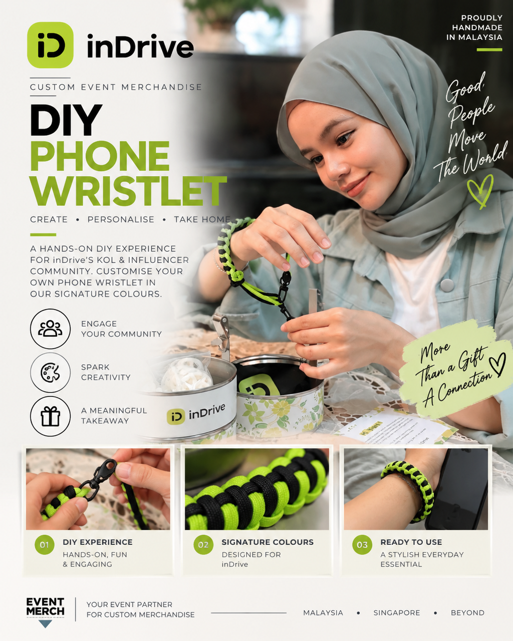 Custom inDrive corporate phone wristlet designed for KOL gift packs and promotional merchandise