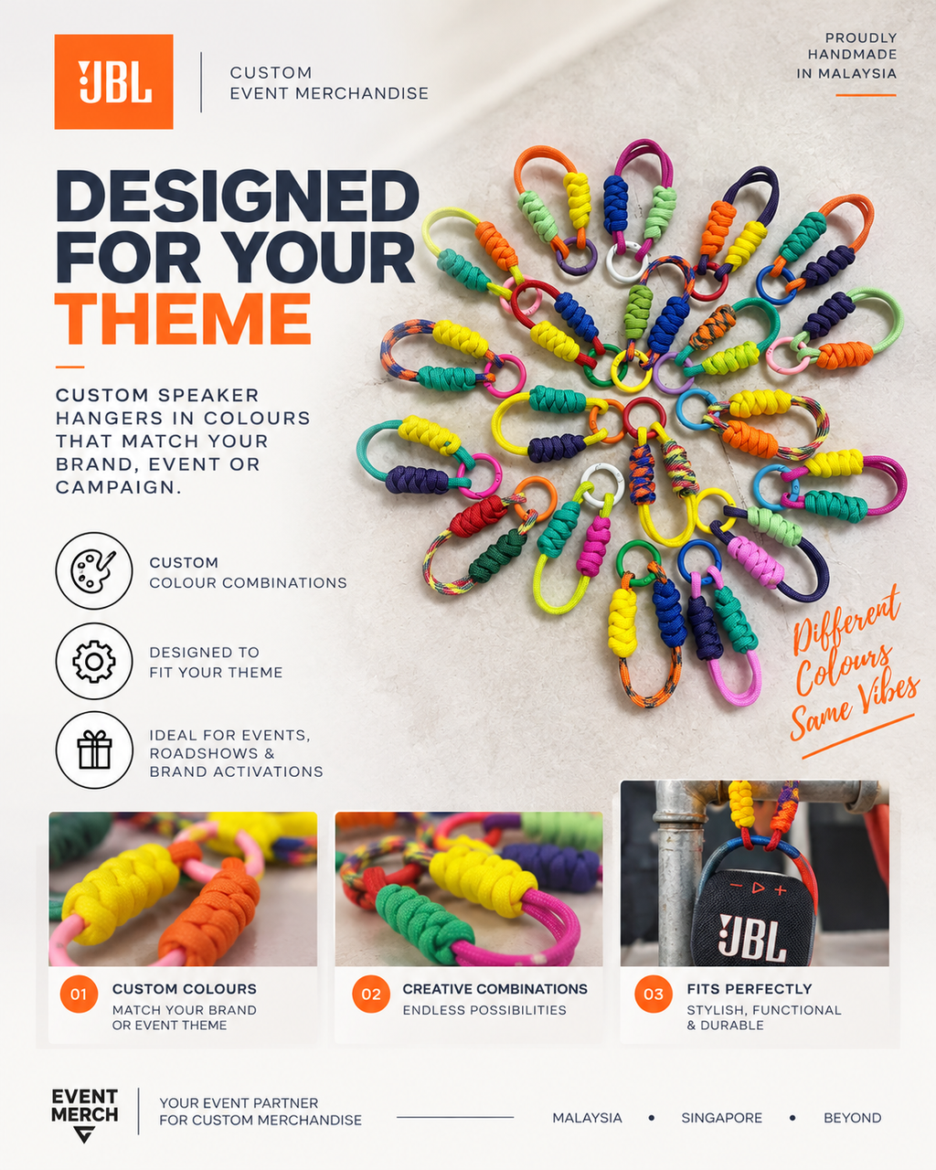 JBL speaker roadshow event setup with customised branded hanger for corporate events in Malaysia
