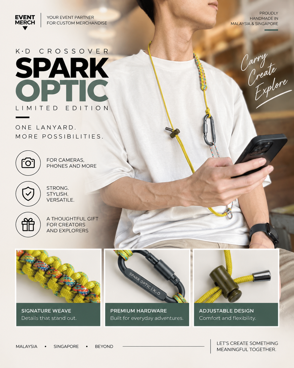 Spark Optics custom multipurpose camera bag phone lanyard for corporate event gifts, door gifts and merchandise