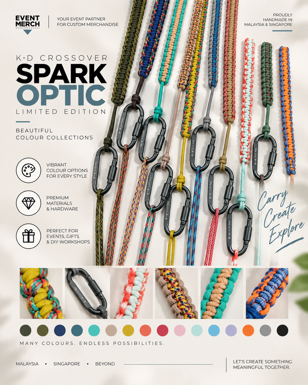 Custom Spark Optics multipurpose lanyard for camera, bag and phone, branded corporate merchandise by KD Goods Malaysia