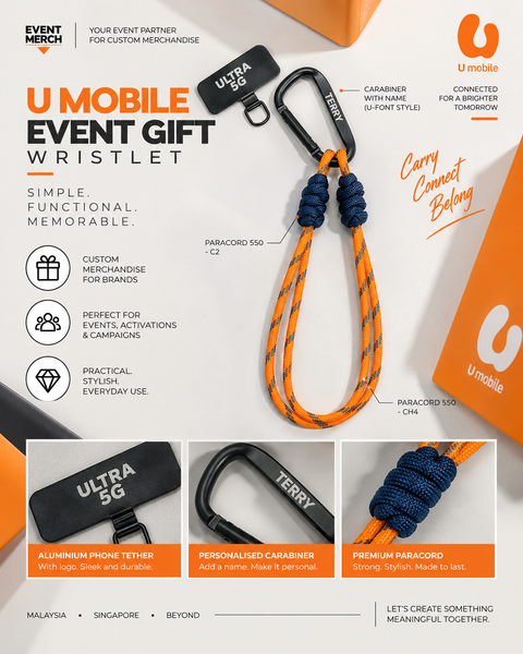 Custom U Mobile wristlet phone lanyard with logo for corporate merchandise
