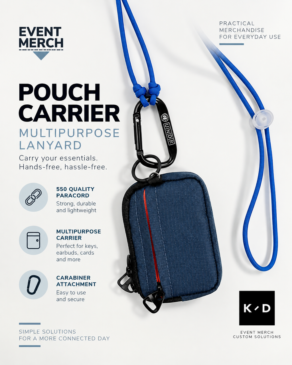 Multipurpose custom corporate lanyard made with 550 paracord for UNDP event proposal, designed for ID tags, phone, keys, sunglasses, tumbler and purse use in Malaysia and Singapore