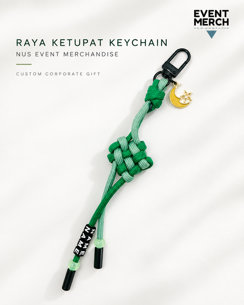 Handmade custom ketupat keychain with personalised name for Raya corporate gift, event merchandise and door gift in Malaysia and Singapore