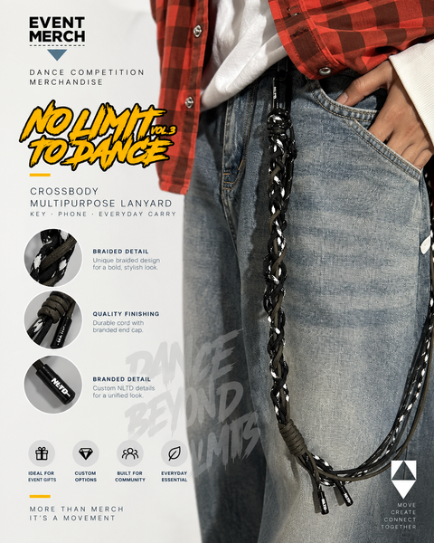 No Limit To Dance Vol.3 custom wristlet multipurpose cord for key and phone, branded event merchandise for dance competition in Malaysia