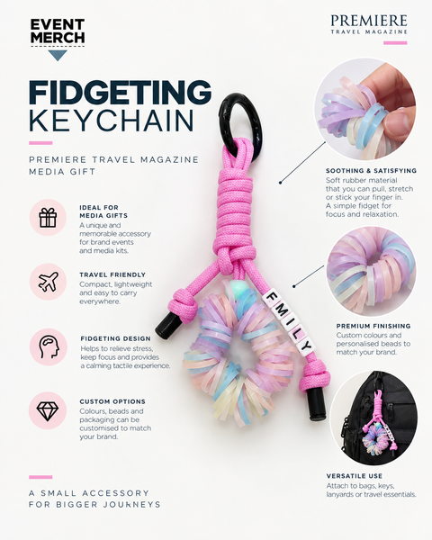 Custom healing-themed fidget keychain with glow-in-the-dark beads and personalised name beads
