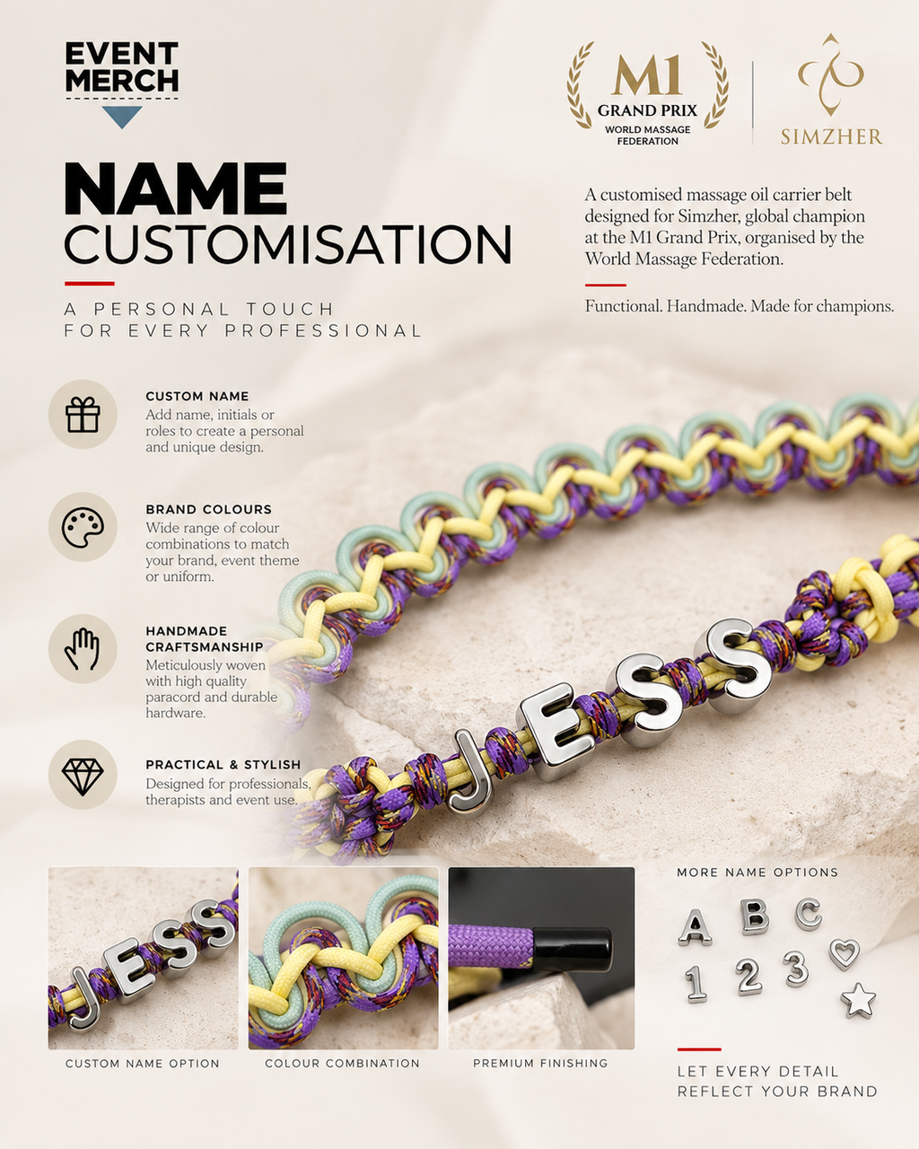 Close-up of handmade paracord weaving used for customised professional merchandise and premium event gifts