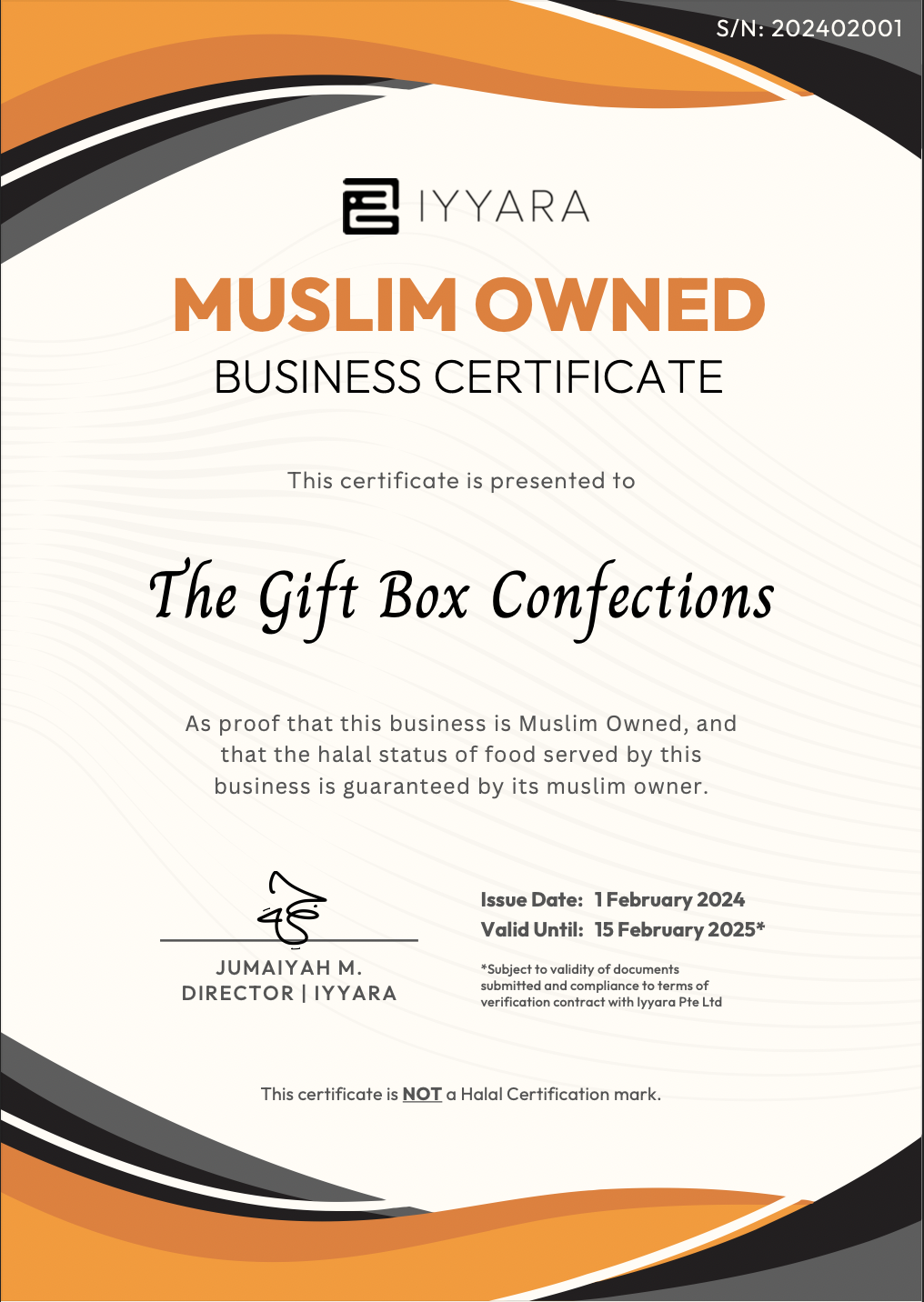 TGBC Muslim Owned Certificate