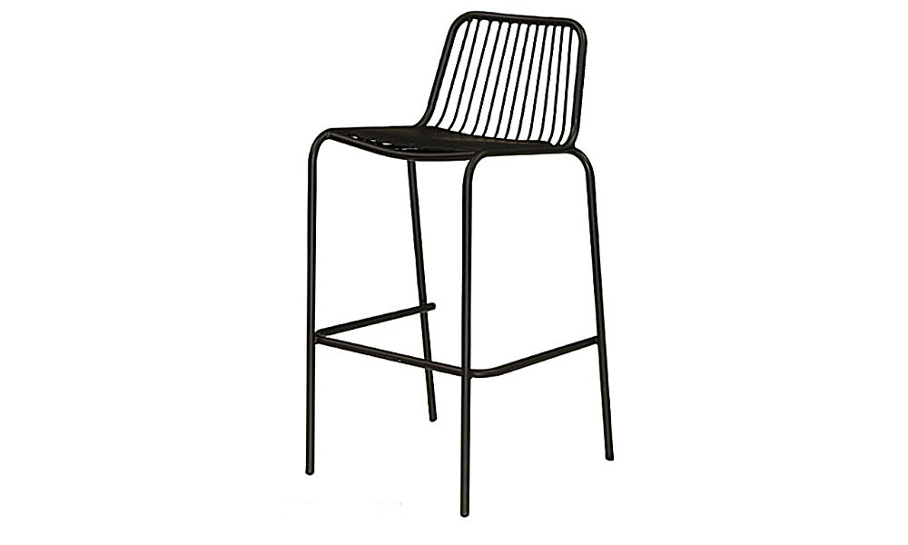 Tekkashop FDOC442BL Contemporary Style Outdoor High Bar Stool in Black
