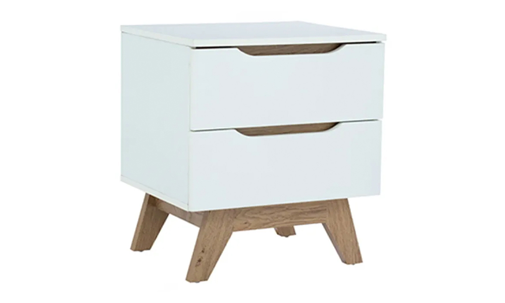 Tekkashop FDST0380W Traditional Style Side Table Slider Drawers in White