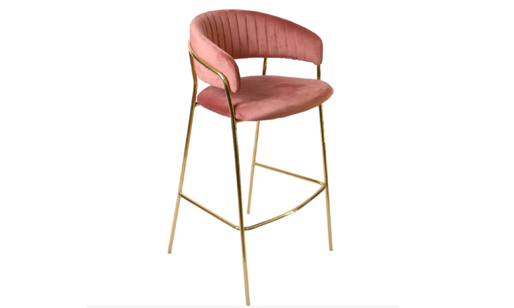 Best Velvet Upholstery Bar Stool in Pink and Gold Frame: FDBS1150P